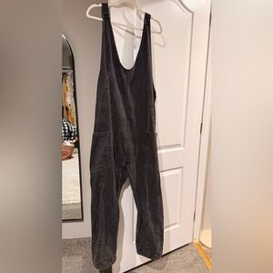 Free People Black Denim Overalls